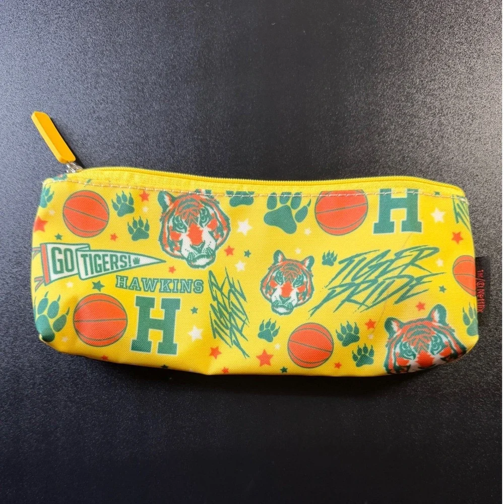 Stranger Things Hawkins High School Tigers Pencil Case Yellow Netflix Pouch Bag